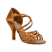 Νέα γυναικεία παπούτσια χορού Classical Latin Salsa Ballroom Tango Παπούτσια Γυναικεία Party Club Dancing Παπούτσια Tan Satin 7cm Latin Dance