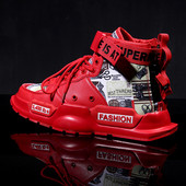 Zīmols Vīriešu Apavi Augstas bikses Ikdienišķas kedas Moderni zēni Sarkans Basketbols Sporta Tenisa Apavi Āra Platforma Elpojošas Sporta apavi
