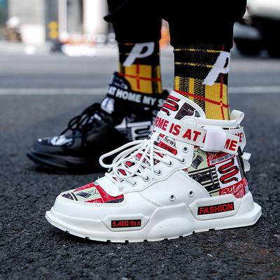 Zīmols Vīriešu Apavi Augstas bikses Ikdienišķas kedas Moderni zēni Sarkans Basketbols Sporta Tenisa Apavi Āra Platforma Elpojošas Sporta apavi