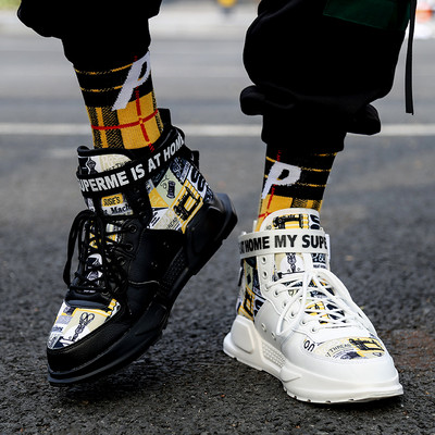 Zīmols Vīriešu Apavi Augstas bikses Ikdienišķas kedas Moderni zēni Sarkans Basketbols Sporta Tenisa Apavi Āra Platforma Elpojošas Sporta apavi