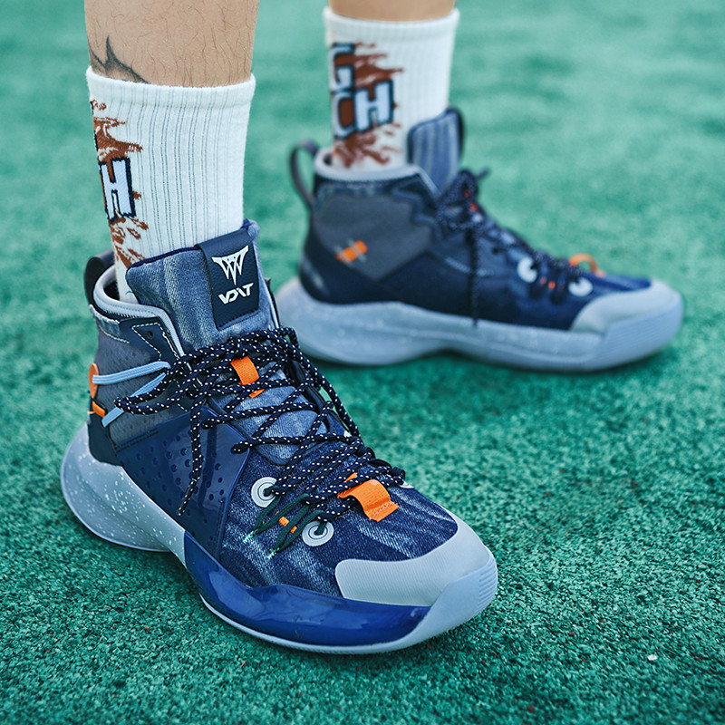 Modes zils Augstas kvalitātes oriģinālie vīriešu basketbola apavi sporta zābaki Treniņu zābaki chunky vīriešu augstas kedas Zīmolu dizaina apavi 2023