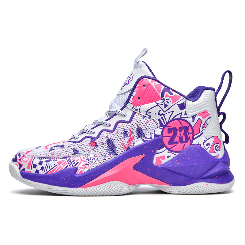 Jauni vīriešu sieta apavi Basketbola elpojoši amortizatori Neslīdoši sporta apavi Vingrošanas zāle Treniņi Sporta basketbola kedas sievietēm