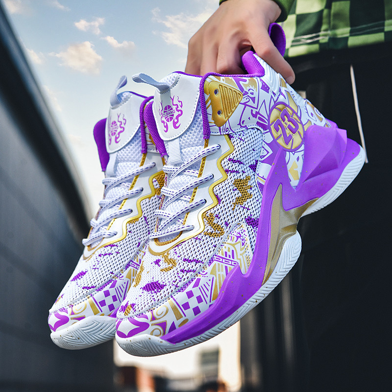 Jauni vīriešu sieta apavi Basketbola elpojoši amortizatori Neslīdoši sporta apavi Vingrošanas zāle Treniņi Sporta basketbola kedas sievietēm