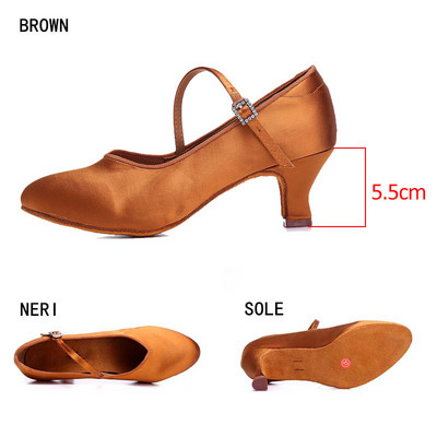 Naiste tantsujalatsid Ladina tantsujalatsid ballisaalijalatsid Naiste moodsad tangokingad Kõrged kontsad Pehmed tantsukingad Naiste ladinapruunid satiinid