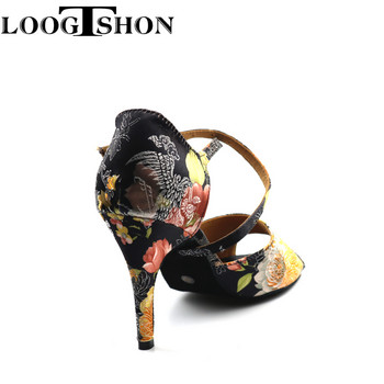 LOOGTSHON Νυφικά Παπούτσια Γυναικεία Παπούτσια χορού Salsa Γυναικεία σανδάλια με Πλατφόρμα Ασημένια Παπούτσια Χορού Rhinestone