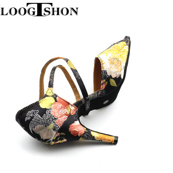 LOOGTSHON Сватбени обувки за жени Салса танцови обувки Дамски сандали с платформа Сребърни танцови обувки със стрази