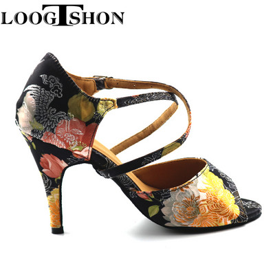 LOOGTSHON Сватбени обувки за жени Салса танцови обувки Дамски сандали с платформа Сребърни танцови обувки със стрази