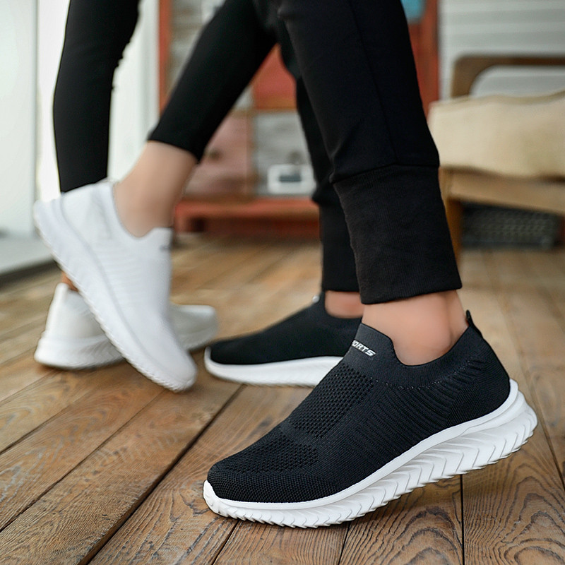 Juodi Batai Vyriški sportbačiai Sportiniai batai moterims Neslystantys plokščiapadžiai Minkšti Lengvi Tinkliniai Skraidantys Kvėpuojantys Patogūs Kasdieniai Bėgioti
