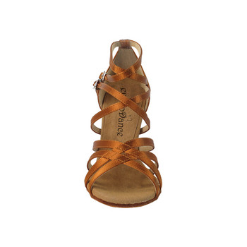 Обувки за тренировъчни дамски танци 8,3 см висок ток Кафяви сатенени латино салса бални обувки за класически танци Обувки за парти за момичета Дамски обувки