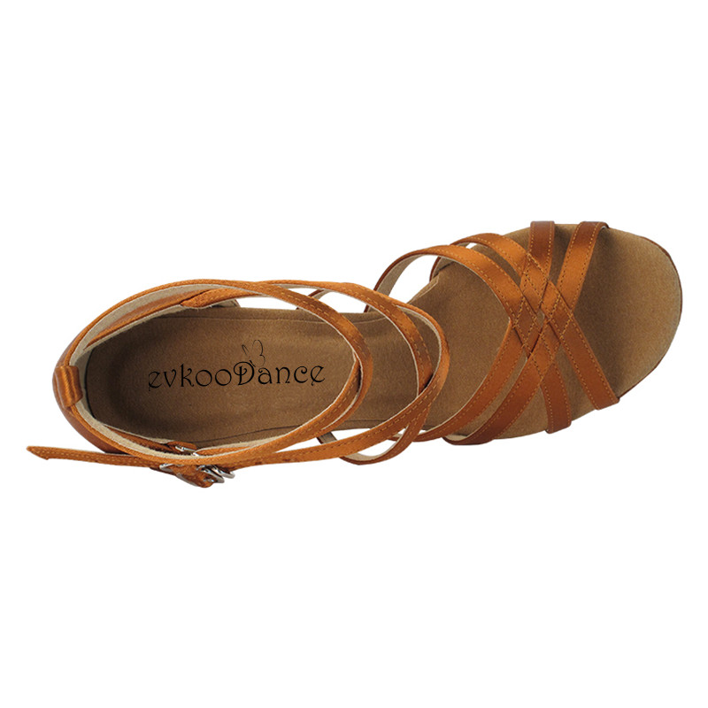 Sieviešu sporta kurpes 8,3 cm augsta papēža, brūna, atlasa latīņu salsa balles klasiskās deju kurpes meiteņu ballītēm sieviešu deju apavi