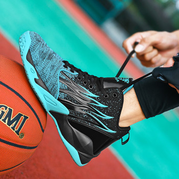 Маркови мъжки високи нехлъзгащи се баскетболни обувки Модерни момчета Баскетболни спортни обувки за тенис Удобни спортни обувки за фитнес