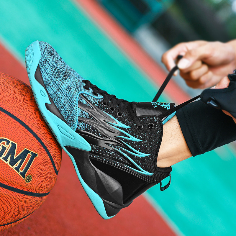 Zīmola vīriešu augstas augšdaļas neslīdoši basketbola apavi Moderni zēnu basketbola sporta tenisa apavi Ērti sporta apavi sporta zālei