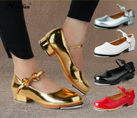 Nove ženske cipele za step, djevojčice, sjajna lakirana PU koža s vezicama, crno-bijele crvene, dječje cipele za step, učiteljske cipele za ples na pozornici