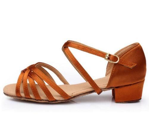 Ingyenes házhozszállítás alacsony sarkú, olcsón akciós szatén női gyerekeknek gyerekeknek bálterem salsa cipők latin tánccipők lányoknak