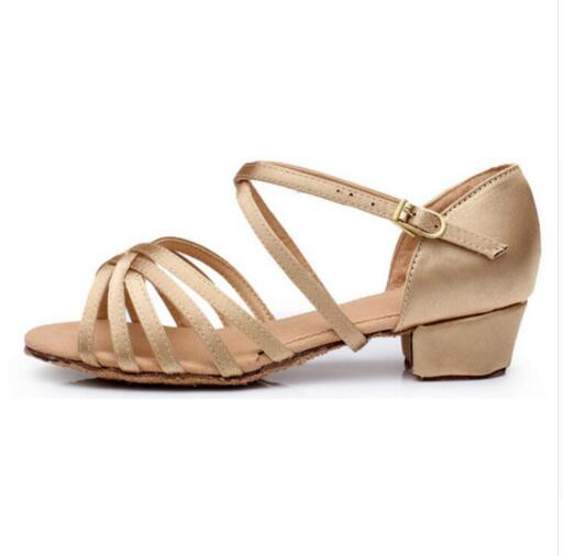 Ingyenes házhozszállítás alacsony sarkú, olcsón akciós szatén női gyerekeknek gyerekeknek bálterem salsa cipők latin tánccipők lányoknak