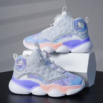 Детски маркови баскетболни обувки за момчета Дебела подметка Нехлъзгащи се обувки за момичета Дишащи висококачествени детски баскетболни обувки