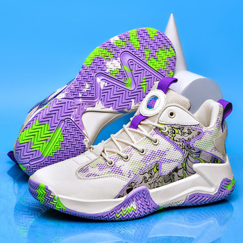 Маркови мъжки баскетболни обувки против хлъзгане Дишащи дамски спортни обувки Удобни обувки за фитнес Баскетболни обувки за момче