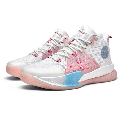 Baltas rozā augstas augšdaļas vīriešu profesionālās basketbola kedas 2021. gada unisex prettriecienu spilvens, platforma, grozi, apavi, sieviešu sporta kurpes