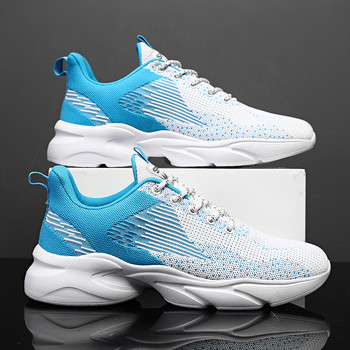 Бели, сини, размер 46 Мъжки маратонки Супер леки маратонки Flying Weave Маратонки за бягане Удобни спортни мъжки атлетични спортни обувки