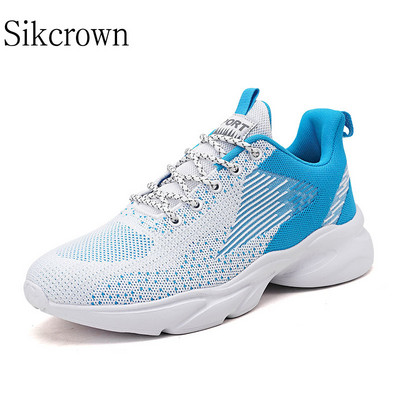 Бели, сини, размер 46 Мъжки маратонки Супер леки маратонки Flying Weave Маратонки за бягане Удобни спортни мъжки атлетични спортни обувки
