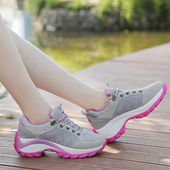 Лилави дамски спортни обувки Маратонки Голям размер 42 Маратонки с платформа Дишащи високи клинове Обувки Ежедневни маратонки с връзки