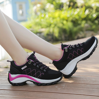 Лилави дамски спортни обувки Маратонки Голям размер 42 Маратонки с платформа Дишащи високи клинове Обувки Ежедневни маратонки с връзки