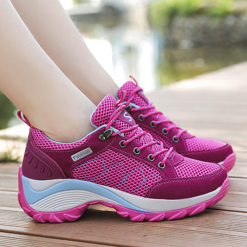 Lillad naiste spordijalatsid tossud, suur suurus 42 jooksujalatsid platvormiga hingava kõrgusega kiilud Kingad Nööriga vabaaja tossud