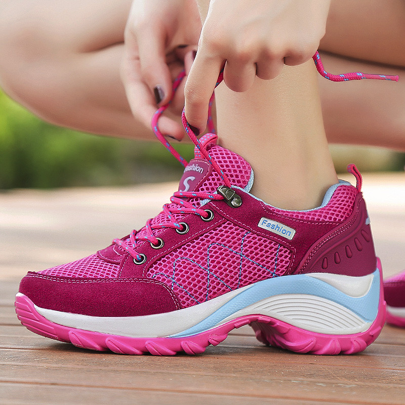 Lillad naiste spordijalatsid tossud, suur suurus 42 jooksujalatsid platvormiga hingava kõrgusega kiilud Kingad Nööriga vabaaja tossud