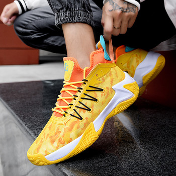 Жълти високи баскетболни обувки Мъжки 2021 Нови спортни обувки Модни оригинални мъжки баскетболни маратонки Висококачествени обувки за кош