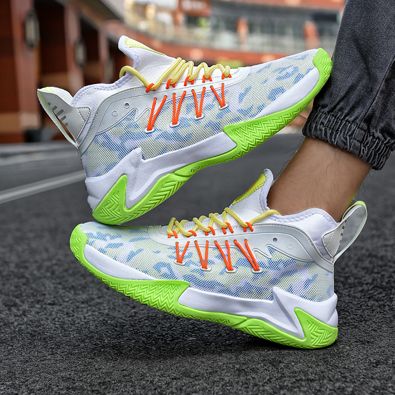 Dzelteni vīriešu basketbola apavi ar augstu augšdaļu, 2021. gada jauni sporta apavi Modes oriģinālie vīriešu basketbola apavi Augstas kvalitātes basketbola apavi