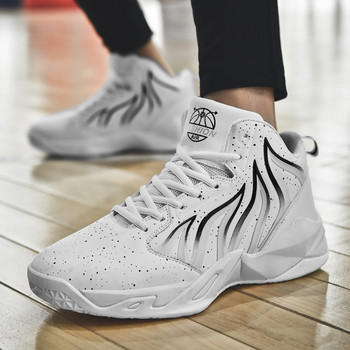 Марка Мъжки високи нехлъзгащи се баскетболни обувки Модерни момчета Дишащи спортни обувки за тенис Удобни спортни обувки за фитнес