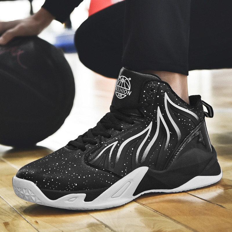Zīmola vīriešu augstas augšdaļas neslīdoši basketbola apavi Moderni zēnu elpojoši sporta tenisa apavi Ērti sporta apavi sporta treniņiem