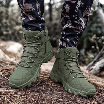 Мъжки армейски тактически бойни военни ботуши Размер на глезена 46 Ловни работни защитни обувки Външни маратонки Високи туристически ботуши Сигурност