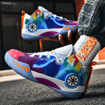 Нови модни цветни баскетболни обувки за 2022 г. Мъжки суперзвездни маратонки Тийнейджърски външни спортни обувки Мъжки дишащи маратонки за кошница