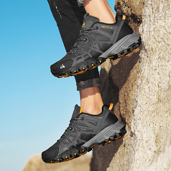 HIKEUP Мъжки туристически обувки Обувки за катерене от мрежест плат Външни трекинг маратонки за мъже Гумена подметка Фабричен аутлет