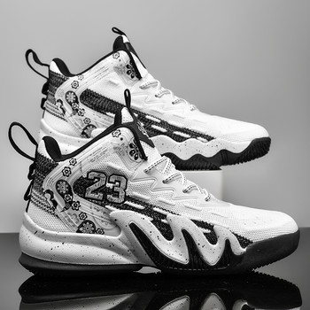 Нови мъжки маратонки Кошница Обувки Дамски висококачествени баскетболни обувки Високи противоплъзгащи се спортни обувки на открито Маратонки