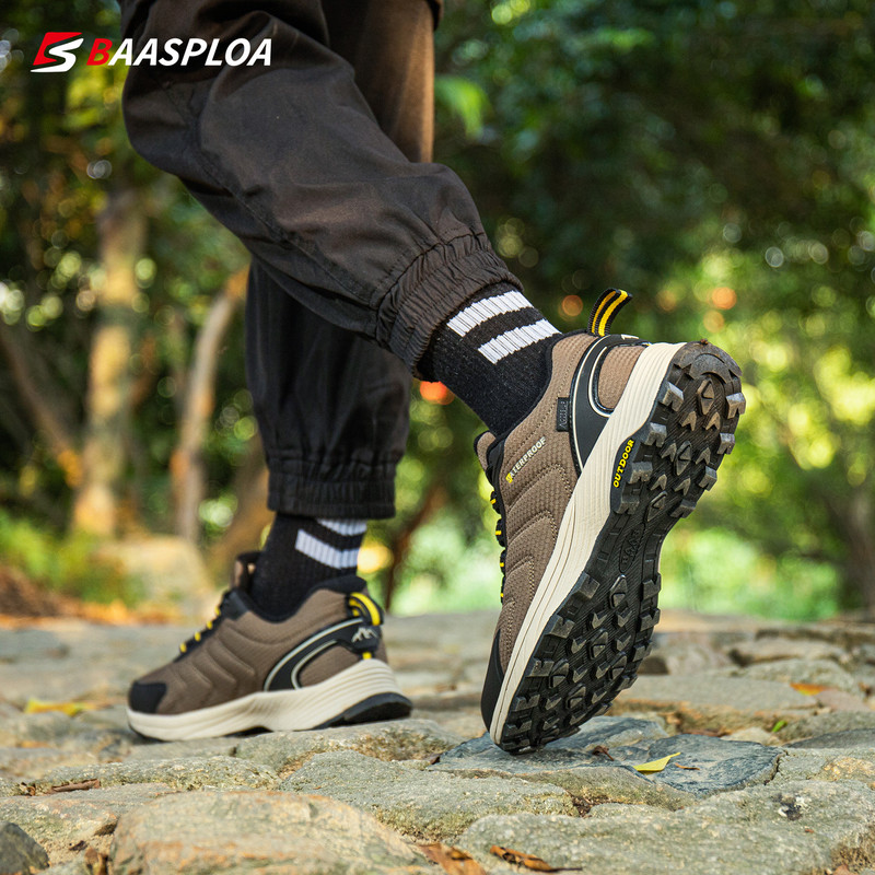 Baasploa Férfi túracipők kopásálló tornacipők csúszásmentes férfi kültéri tornacipő vízálló könnyű férfi sétacipők kényelmes 2023