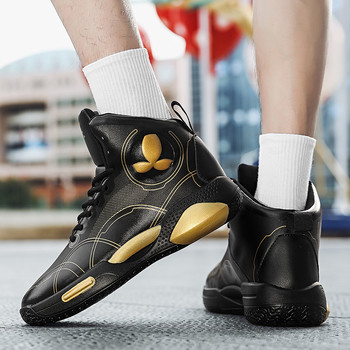 Нови мъжки баскетболни обувки за стрийтбол Мъжки спортни обувки с висока платформа Зимни кожени леки мъжки баскетболни маратонки