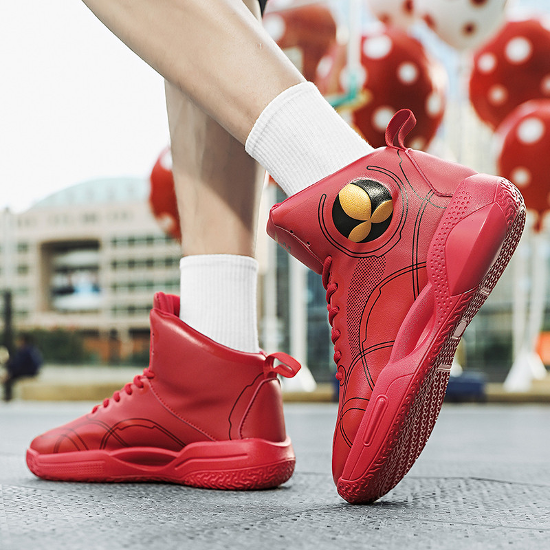 Jauni strītbola vīriešu basketbola apavi ar augstu platformu vīriešu sporta apavi ziemas ādai, vieglas vīriešu basketbola kedas