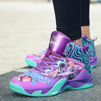Модни баскетболни обувки с принт на графити Мъжки маратонки Високи баскетболни спортни маратонки за мъже и жени chaussures de basket