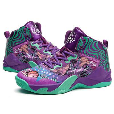 Модни баскетболни обувки с принт на графити Мъжки маратонки Високи баскетболни спортни маратонки за мъже и жени chaussures de basket