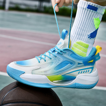 BOANXIL Мъжки летни дишащи мрежести баскетболни обувки Модни личностни светещи обувки Противоплъзгащи се маратонки, устойчиви на износване