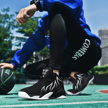 Плюс размер 36-48 Мъжки баскетболни обувки Дишащи спортни високи спортни обувки с омекотяване Удобни черни маратонки Zapatillas