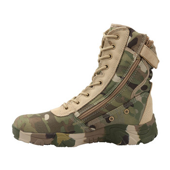 Jungle Camouflage Boots Военни бойни ботуши Леки камуфлажни туристически мотоциклетни обувки за мъже/жени с цип Дишащи