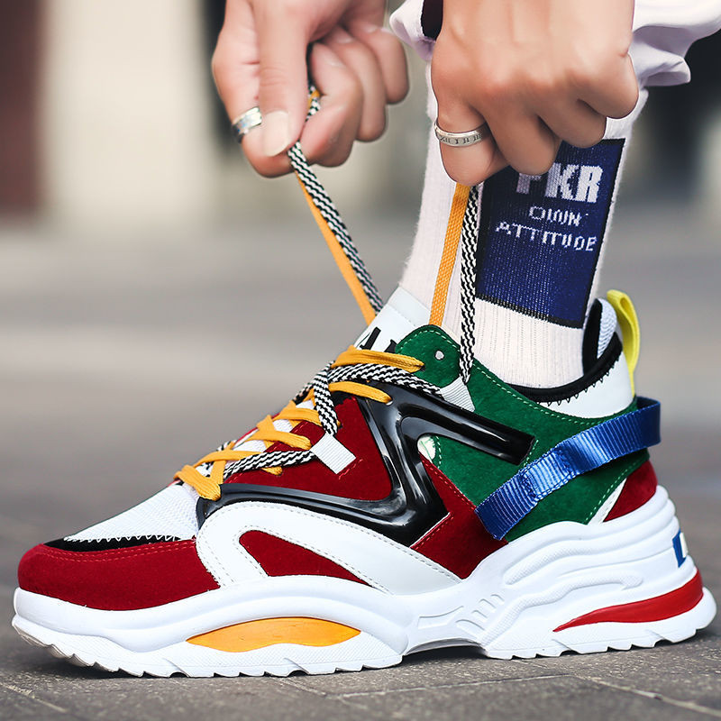 Férfi női tornacipők nagy méretű 46 kültéri kosárlabdacipő kényelmes magasság megnövelt retro régi Dady cipő pár edzőcipő