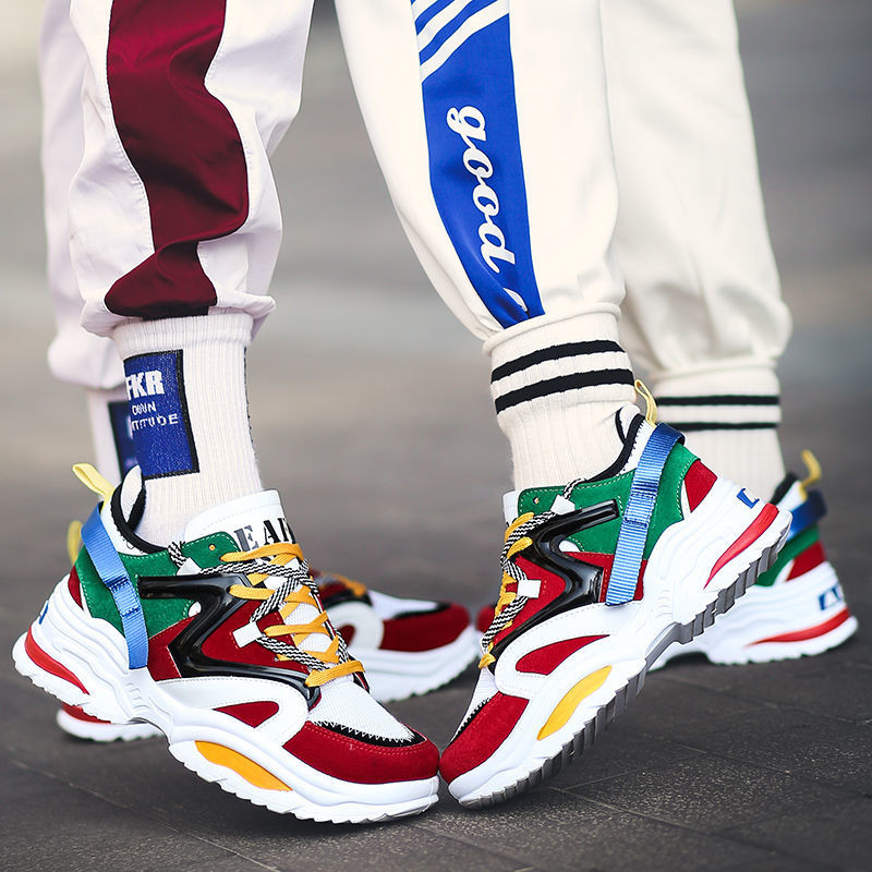 Férfi női tornacipők nagy méretű 46 kültéri kosárlabdacipő kényelmes magasság megnövelt retro régi Dady cipő pár edzőcipő