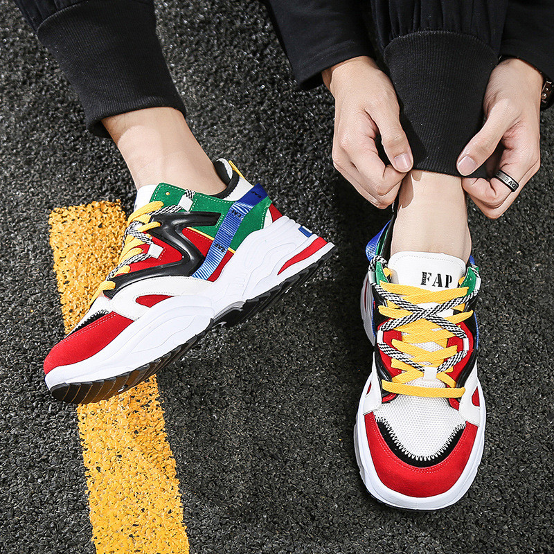 Férfi női tornacipők nagy méretű 46 kültéri kosárlabdacipő kényelmes magasság megnövelt retro régi Dady cipő pár edzőcipő