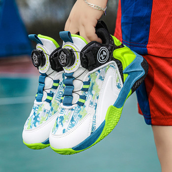 Нов дизайн Стил Баскетболни обувки за деца Момчета Неплъзгащи се маратонки Дишащи модерни спортни обувки Модни спортни детски обувки