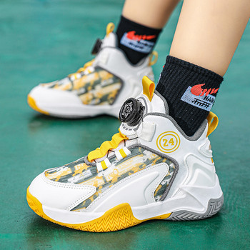 Нов дизайн Стил Баскетболни обувки за деца Момчета Неплъзгащи се маратонки Дишащи модерни спортни обувки Модни спортни детски обувки