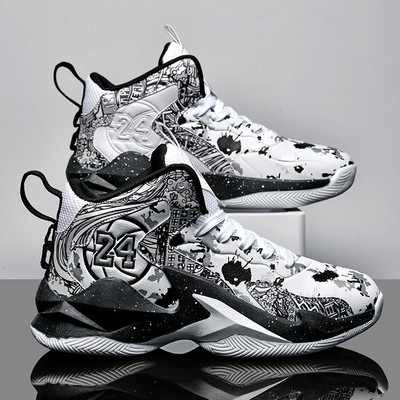 Magas szárú férfi fehér tornacipő légpárnás női kosárlabdacipő csúszásmentes könnyű kültéri sportcipő férfiaknak 35-46 méret